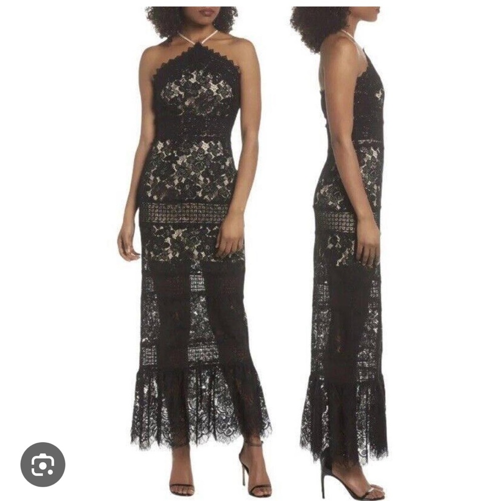 Gorgeous Foxiedox Black Lace Maxi Dress